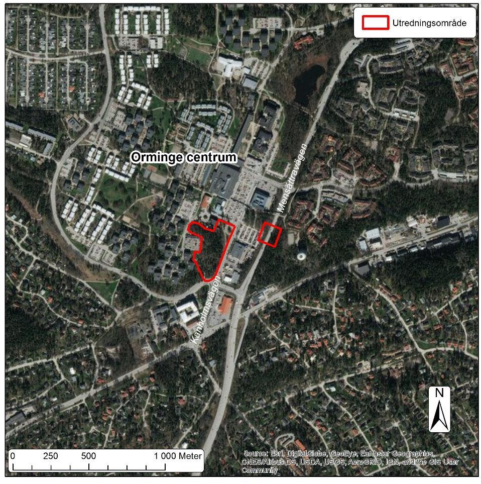 1 Inledning Nacka kommun undersöker möjligheten att exploatera två skogsområden vid Orminge centrum (figur 1). Det första ligger utmed Kanholmsvägen och består till största delen av äldre tallskog.