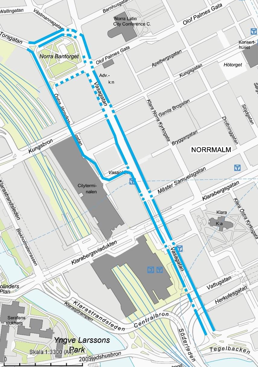 Sida 10 (15) modernare typ. Hastighetsgränsen föreslås sänkas från 50 km/h till 40 km/h vilket är i enlighet med förslaget till ny hastighetsplan. Efter ombyggnad.