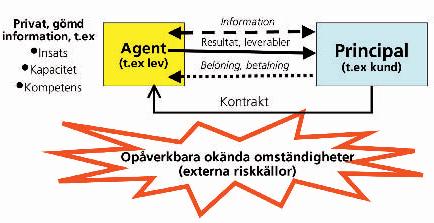 via ett överenskommet pris. Eftersom principalerna inte alltid kan vara närvarande så är det inte alltid garanterat att agenterna utför sina uppgifter enligt kontraktet.