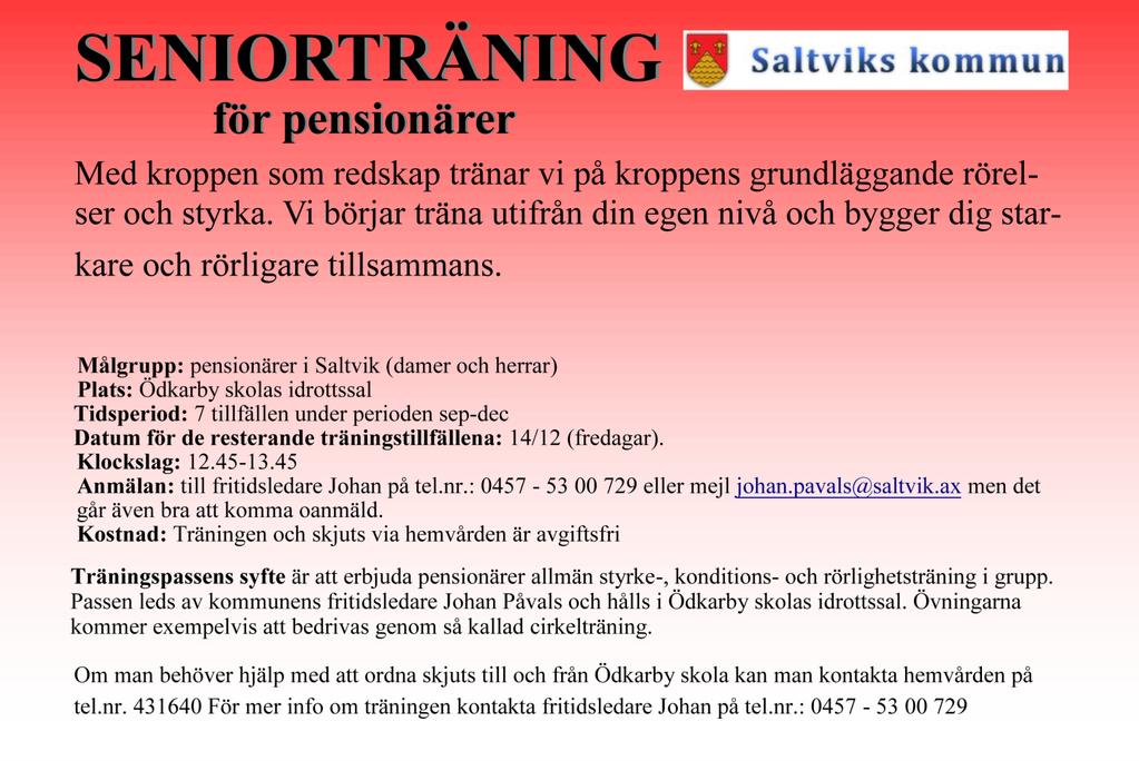 Äldreomsorgen VÄLKOMNA TILL SENIORCAFÉ Udda veckor tisdag kl. 13.30-15.00 på Boogården om inte annat anges.