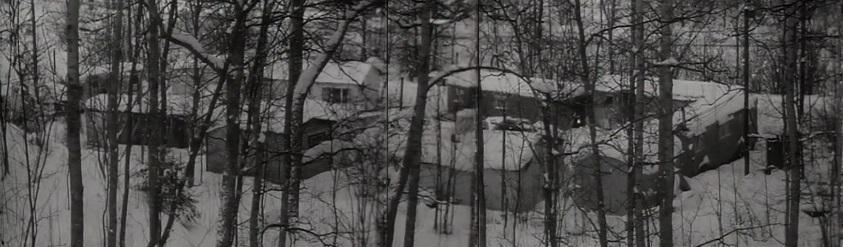 Montage från svep över Skarpnäckslägret i SVT-reportaget Vagabond eller vanlig människa? från 1963, inspelat omkring jul-nyår 1962-63.