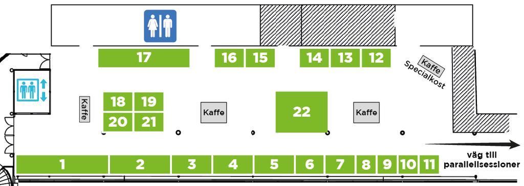 Lokalöversikt Utställning 1. Phonak 2. Cochlear Nordic 3. GN Hearing Sverige AB 4. Auditdata 5. AB Widex 6. Amellnova AB 7. T-Meeting 8. BR Ström 9. ABIGO Medical AB 10. Accessory Line AB 11.