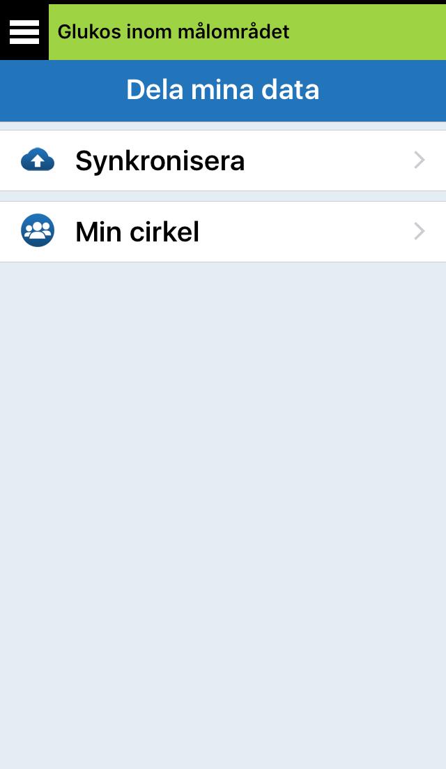 Via skärmen MIN CIRKEL i din Eversense XL-mobilapp kan du bjuda in upp till fem personer till att se dina data.