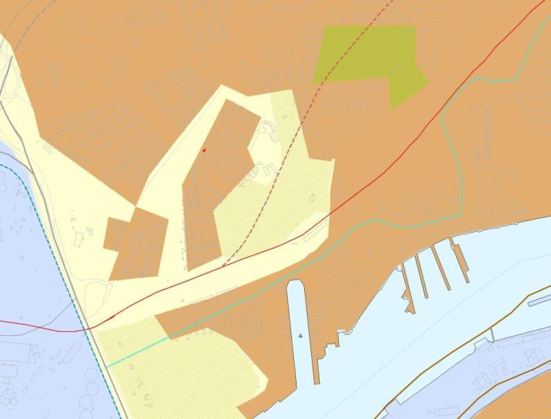 Planförhållanden och tidigare beslut Översiktsplan I översiktsplanen för Göteborgs kommun finns ett markreservat för kommunikation, ny järnväg (Hamnbanan) norr om befintlig järnväg.