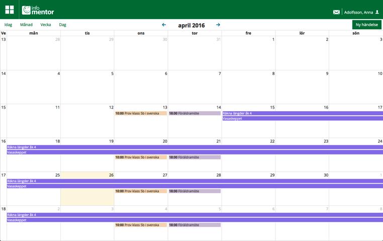 KALENDER Aktiviteter som är återkommande i verksamheten