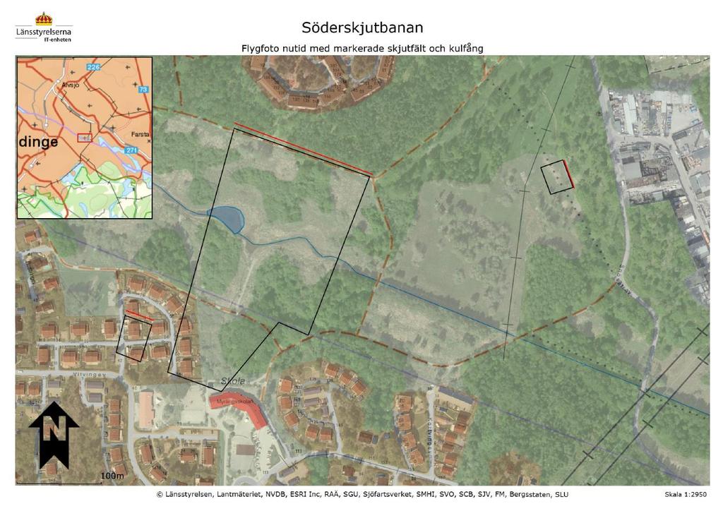 Bilaga 3 Lokalisering av skjutbanorna i den södra delen av området