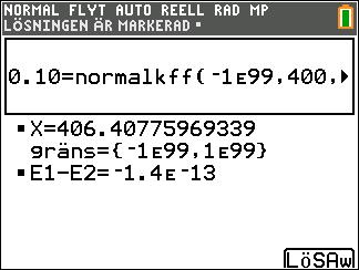 Lår markören står kvar X=400 och tryck nu på. Efter en kort stund kommer resultatet fram Med ekvationsverktyget kan du lösa problem både inom många områden.