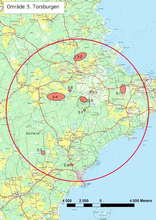 Lokalkarta över Torsburgenområdet.