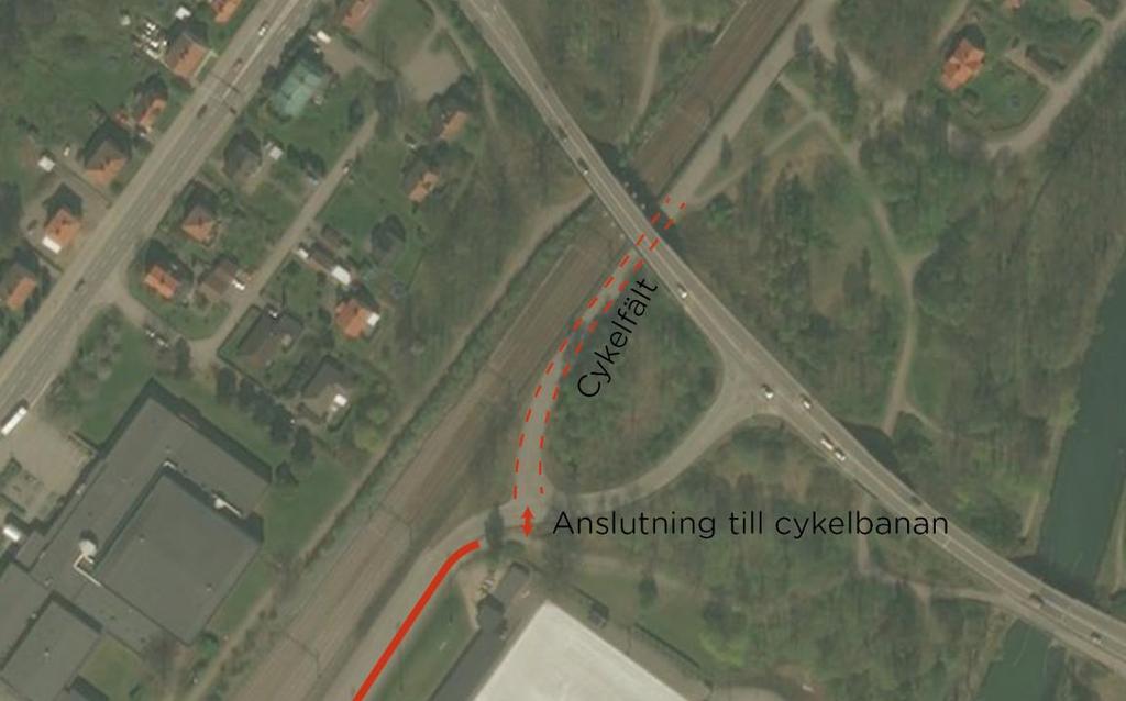 för alternativet under Charlottenborgsvägen öster om Bangårdsgatan vilken innebär en lång omväg.