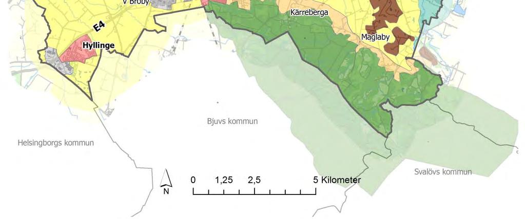 Storskaligt industri och handelslandskap visar var modern utbyggnad av storskalig karaktär har skett.