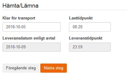 Hämta/ lämna Ange det datum när bilen är klar för hämtning. 3 Visar ett beräknat leveransdatum baserat på standardledtider.