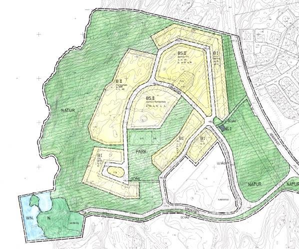 En planändring har påbörjats för att ändra användandet av marken från flerbostadshus till friliggande bostadshus samt en anpassning av utfarten till Storvägen för att få en säkrare utfart.