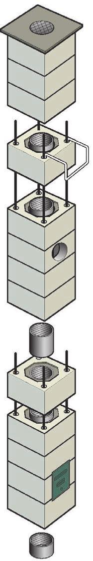 Ytterblocket tillverkas enligt en process som ger det färdiga blocket lägre densitet än hos traditionella blockskorstenar.