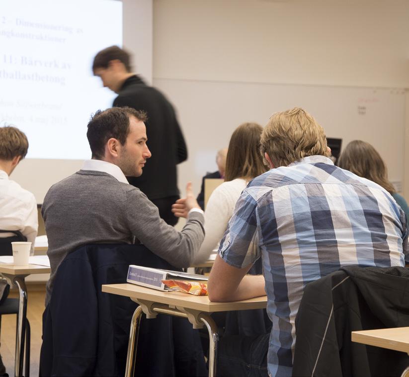 Kursen innehåller bland annat; beskrivning av delmaterialen i betong, egenskaper hos färsk och hårdnad betong, armeringens funktion, nedbrytningsprocesser samt hur val av betongsammansättning och