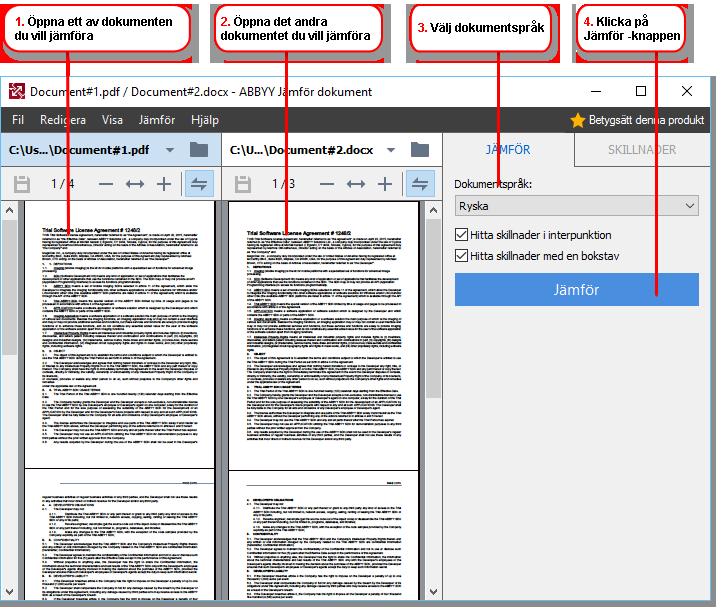1 Öppna ABBYY Jämför dokument, öppna en av versionerna som du vill jämföra i vänstra panelen