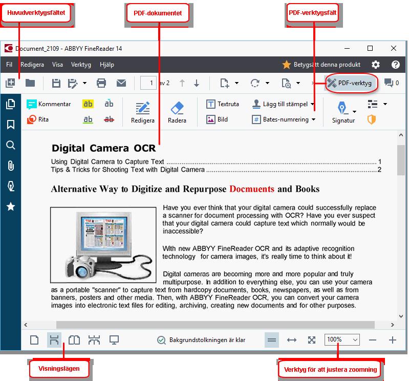 Visa PDF-dokument PDF Editor låter dig visa och söka i PDF-dokument samt kopiera text, bilder och tabeller i dem Öppna ett PDF-dokument i PDF Editor: Öppna fönstret Ny uppgift 13, klicka på