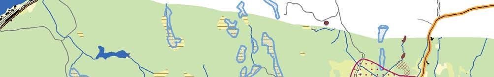 kommun. Se karta 3.5. Banan går strax norr om det öppna odlingslandskapet vid Ombenning och därefter genom skogsmark fram till Sundbo-Dammsjön.