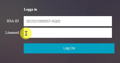 6) Bekräfta med Jag legitimerar mig 7) Ange lösenord Lösenord förmedlat för nya användare (domänlösenord) 8) Fortsätt genom att klicka på Log On 9) Se alla tillgängliga val genom att välja