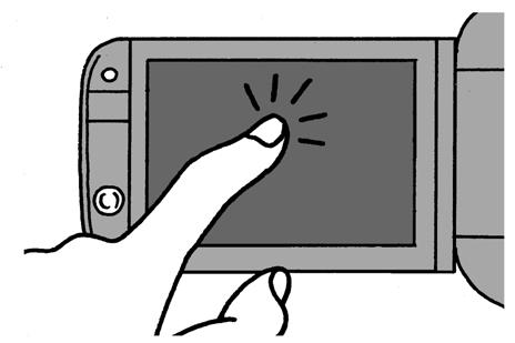 Kamerans grundläggande funktioner Använda pekskärmen Kontrollknappar och menyalternativ på skärmen varierar beroende på valt arbetssätt och vilken funktion du använder.