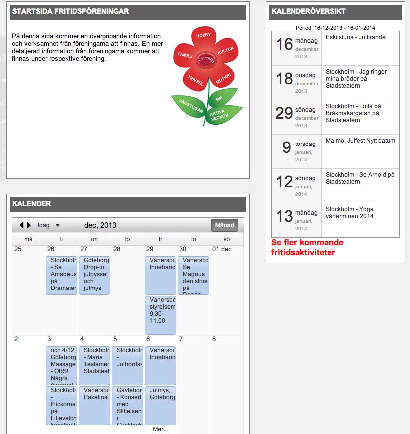 Lägg till ny (sida), nyhetssida / kalenderhändelse (uppdaterad 2013-12- 16) Se bild nedan.