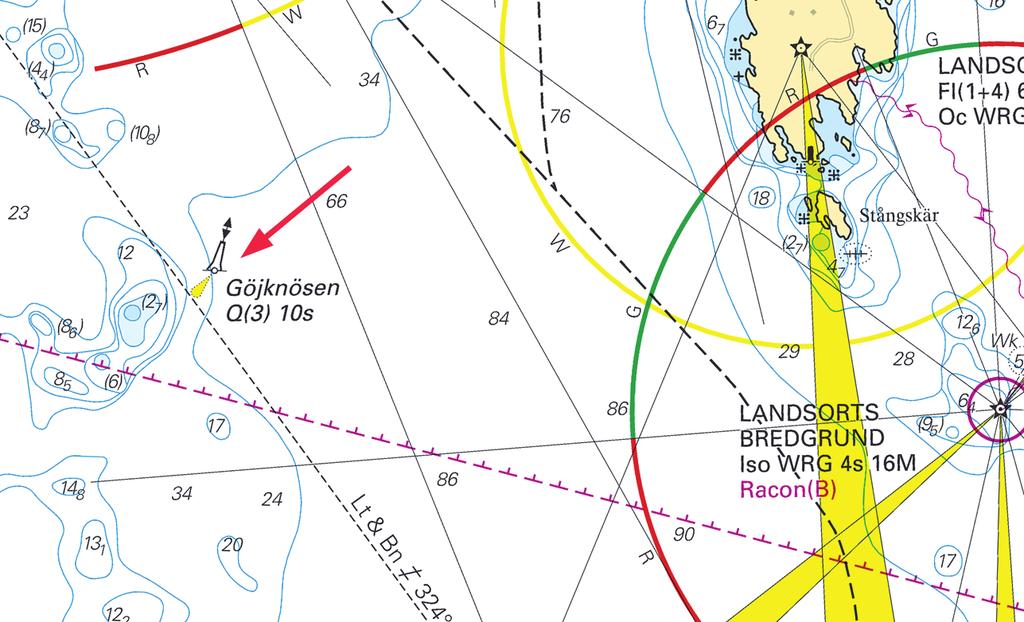 9 Nr 387 * 7659 Sjökort/Chart: 617, 6171, 6172 Sverige. Norra Östersjön. V om Landsort. Göjknösen. Prick ändrad till lysboj. Ny position. Pricken GÖJKNÖSEN har ersatts av en lysboj. Anm.