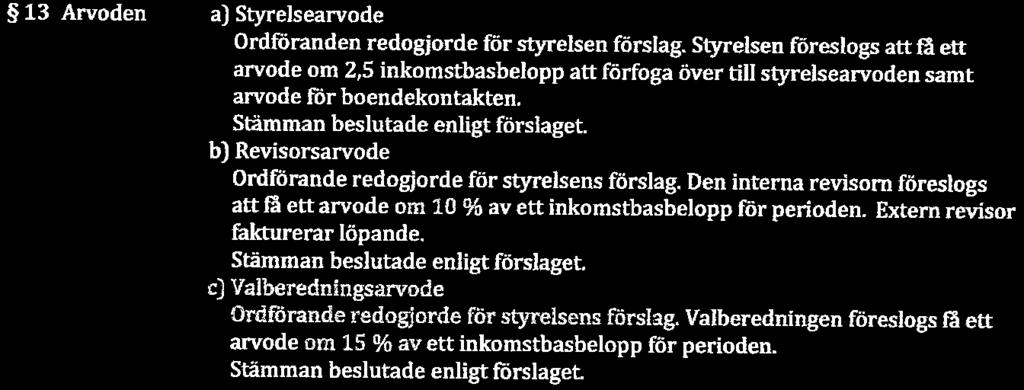 Torsdagen den 4 maj 2017, kl. 19.00-20.30 Plats: Sankt Hans Kyrklänga, Lund 2(3) 13 Arvoden a) Styrelsearvode Ordföranden redogjorde för styrelsen förslag.
