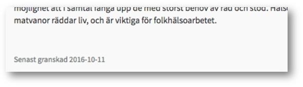 Webbutveckling Sida 60 / Undantag Följande sidor behöver inte ha datum: Sidor vars huvudsyfte inte är att förmedla information, till exempel formulär eller steg i en webbapplikation.