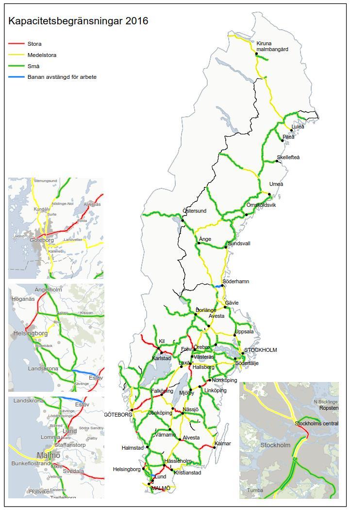 Kilafors - Söderhamn Bantyp Antal tåg 2016 och 2015 Söderhamn - Marmaverken 5 0 B Marmaverken - Kilafors 5 0 B Tabell 3. Avstängd bana för upprustning 2015 och 2016.