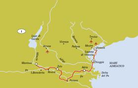 Cykel & båt på floden Po i Italien 2018 Från Mantova till Venedig eller från Venedig till Mantova MS Ave Maria Denna cykel & båtresa tar er längs Po-floden i norra Italien, genom Po-deltat och till