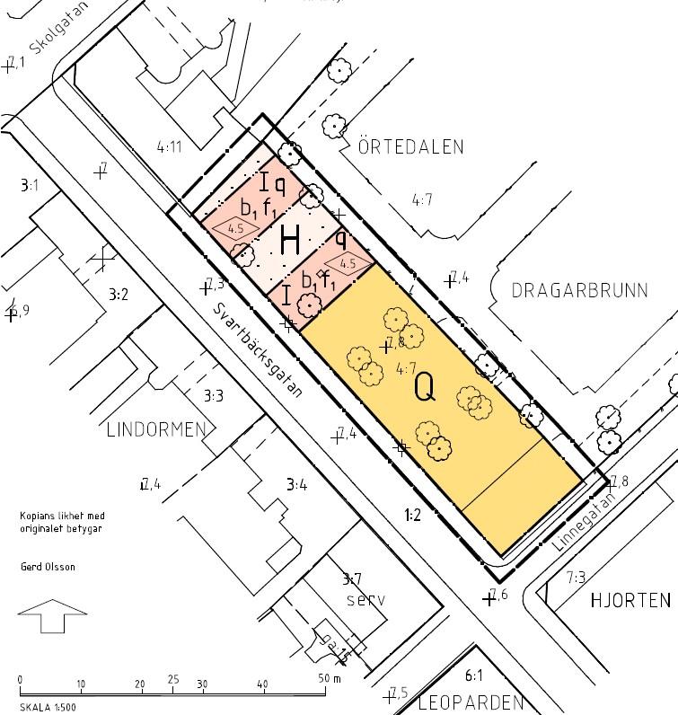 Den tidigare detaljplan från 2003. Bygglov Statens Fastighetsverk ansökte 2005 om att få bygga en servicebyggnad för besökande till Linnéträdgården, inför Linnéjubileet 2007.