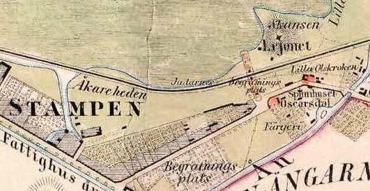 På kartan från 1855, gjord på föranstaltan af Committéen för undersökning av grunderna till Städernas beskattning, ligger
