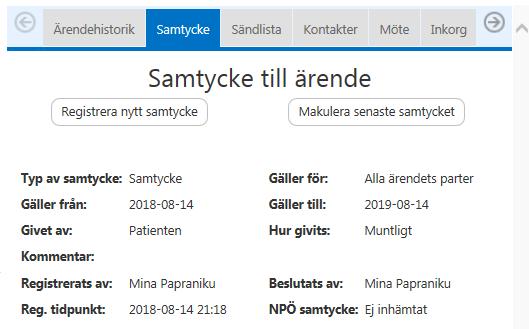 Olivia GITS Slutenvården frågar Olivia om hon samtycker till samordning och informationsöverföring och registrerar i SAMSA Samtidigt tillfrågas Olivia om samtycke till NPÖ och registreras i SAMSA