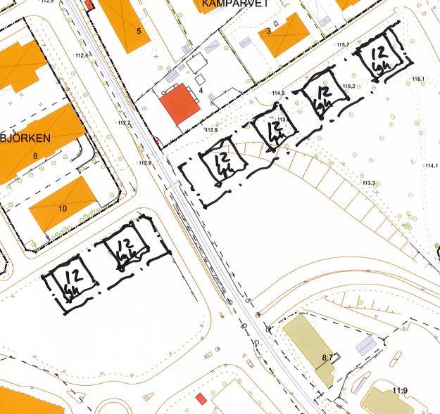 repo001.docx 2012-03-29 7.3 Vasaparken För Vasaparken finns planer på sex punkthus, men inget konkretiserat förslag finns i dagsläget (se Figur 6).