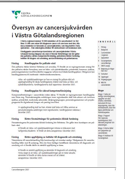 Projekt Kompetensförsörjning i Cancersjukvården i VGR