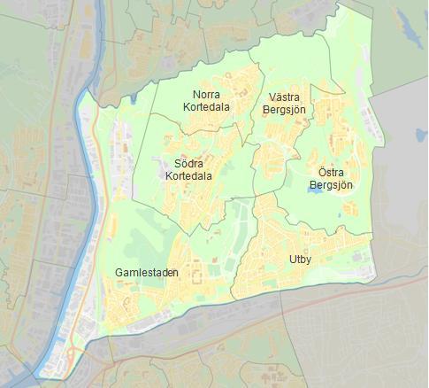 Villkor för en hållbar utveckling Östra Göteborg består av primärområdena Östra Bergsjön, Västra Bergsjön, Norra Kortedala, Södra Kortedala, Utby och Gamlestaden.