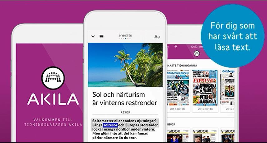 Läsa taltidningar i appen Akila Lyssna Följ med i texten