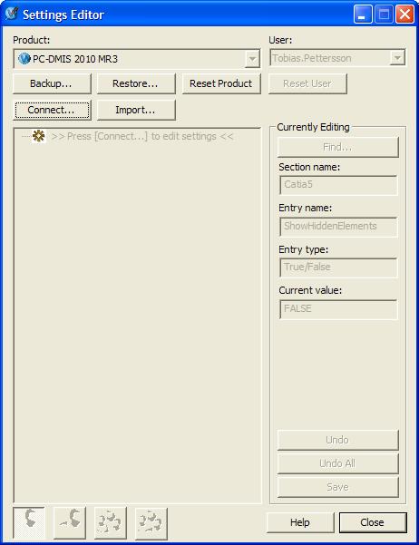 PC-DMIS Settings Editor Allmänt om Settings Editor PC-DMIS Settings Editor användes ursprungligen för att hantera registernycklar.