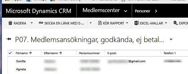 5. Söka en person i vyer/ listor. 1. Sökning av Personkort i Sökfältet uppe till höger se punkt 7. Ta fram personkort. 2.