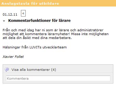 Klicka på rubriken för att komma till sidan Anslagstavla - Portal. Där kan du läsa alla meddelanden i sin helhet. 4.7.