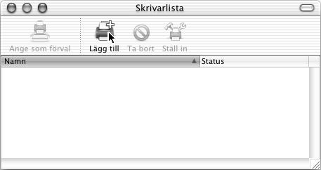 (1) Markera [AppleTalk]. Om flera AppleTalk-zoner visas markerar du den zon som innehåller skrivaren på menyn. (2) Klicka på maskinens modellnamn. Maskinens modellnamn visas vanligen som [SCxxxxxx].