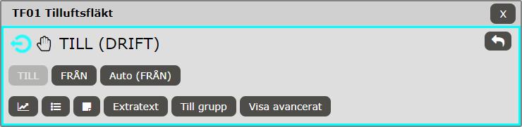 Objektdialogen Manöver I toppen av dialogen visas objektets namn. Precis nedanför finns dess ikon och status.