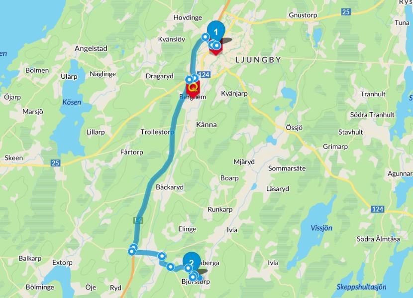 Vägbeskrivning Från Ljungby kör väg E4 till avfart Hamneda, sväng vänster mot Hamneda, kör ytterligare ca 2