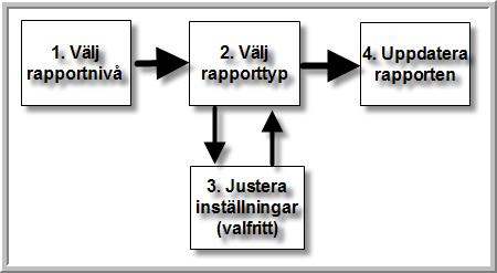 2.3 Generellt arbetssätt för rapporter Det generella arbetssättet för att skapa en rapport i WebEss är beskrivet i figur 9.