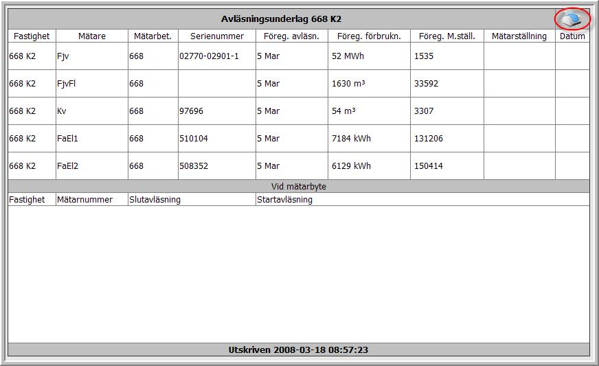 Figur 68: Avläsningsunderlag med skrivarikon 3.
