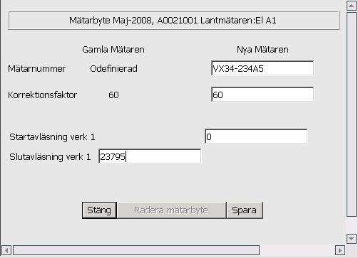 Om du matar in nya värden i mätaren utan att byta mätare i WebEss kommer du att få en felaktig förbrukning.