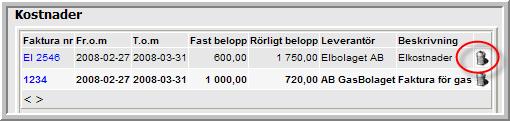 Figur 97: Val av en faktura för redigering För att ta bort en faktura letar du reda på den i fakturalistan och klickar på Ta bort ikonen, (se figur 98).