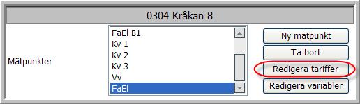 Mätare och Tariffer En tariff i WebEss definierar en relation mellan en mätare och förbrukningsslag, energileverantör, nätägare, etc.