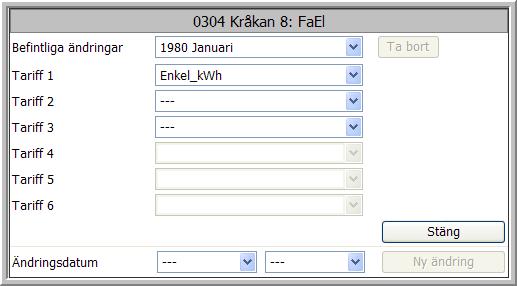 systemet. Som exempel kan du ha en tariff för nätägaren och en annan för energileverantören.