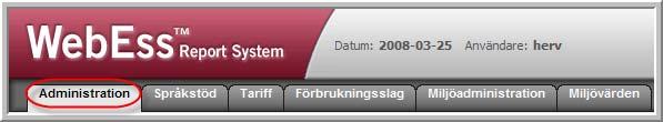För att gå in till sidan för användaradministration går du in i Administrativa läge och väljer fliken Administration i verktygslisten (se figur