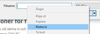 Klistra in sökvägen till spelfilen genm att använda någt av följande alternativ.